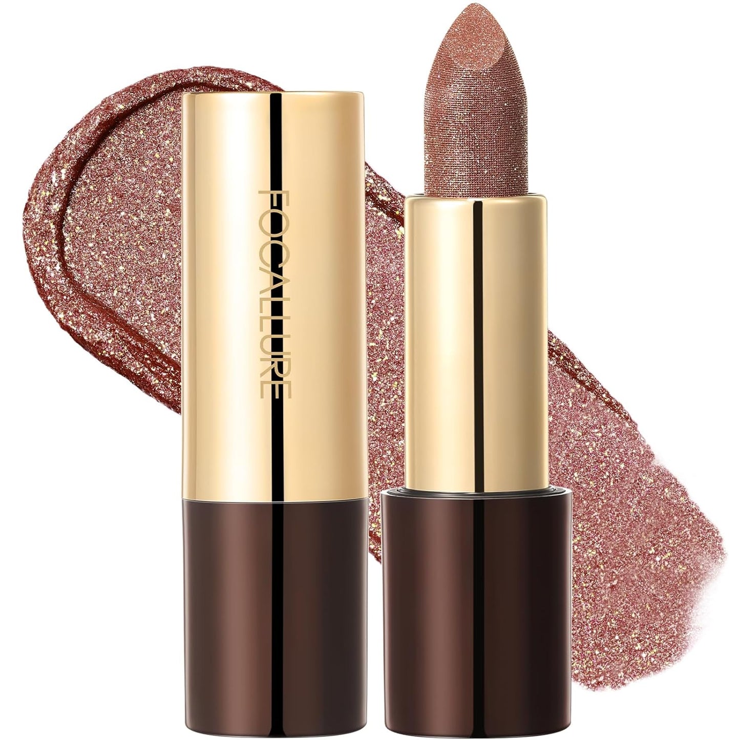 FOCALLURE Glisten Opal Shine Lipstick, High Impact Lip Color, Moisturizing Tinted Lip Balm, Lightweight & Hydrating Formula for Lip Care, BITTER SWEET