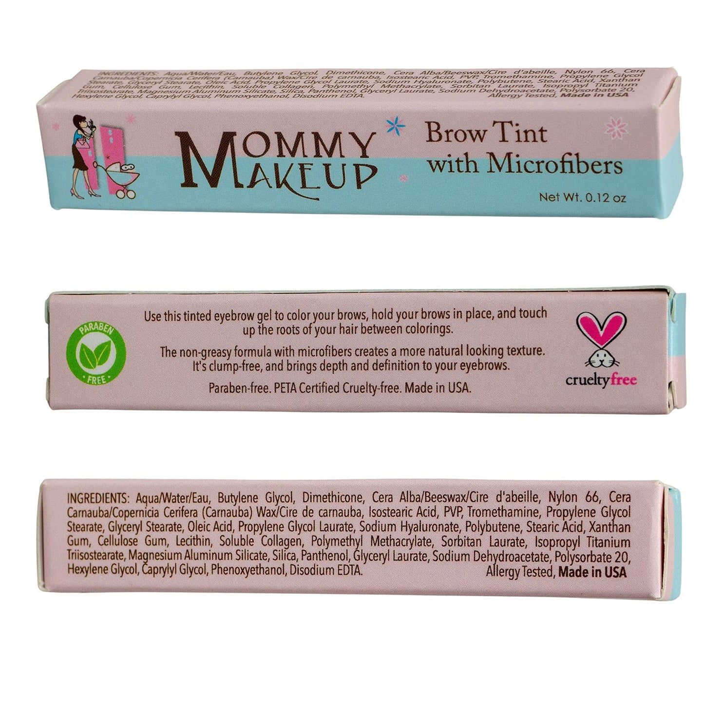 Brow Tint with Microfibers - 4-in-1 Tinted Eyebrow Gel to Groom, Hold, Sculpt & Color Your Brows, Covers Gray Hair - Water Resistant, Clump-Free, Long Lasting (Warm Brunette) by Mommy Makeup
