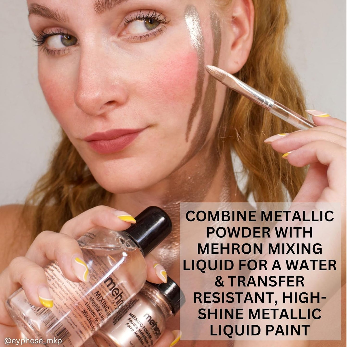 Mehron Makeup Metallic Powder (.17 oz) with Mixing Liquid (1 oz) (LAVENDER)