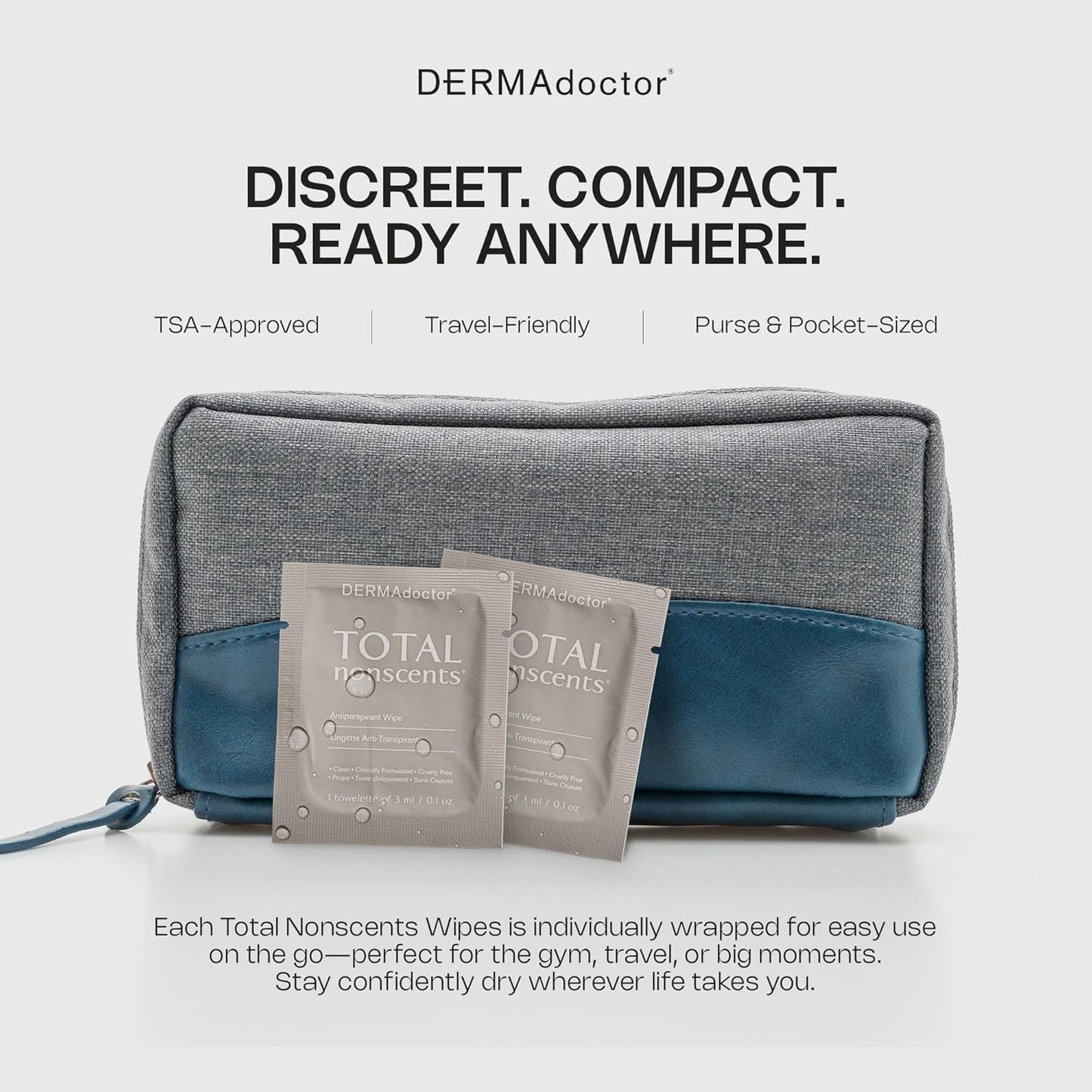 DERMAdoctor Antiperspirant Wipes - Deodorant Wipes, Dermatologist Formulated Hyperhidrosis Treatment for Body Hands Feet | Anti Sweat Wipe, Foot deodorant, Individually Wrapped - 30 Count