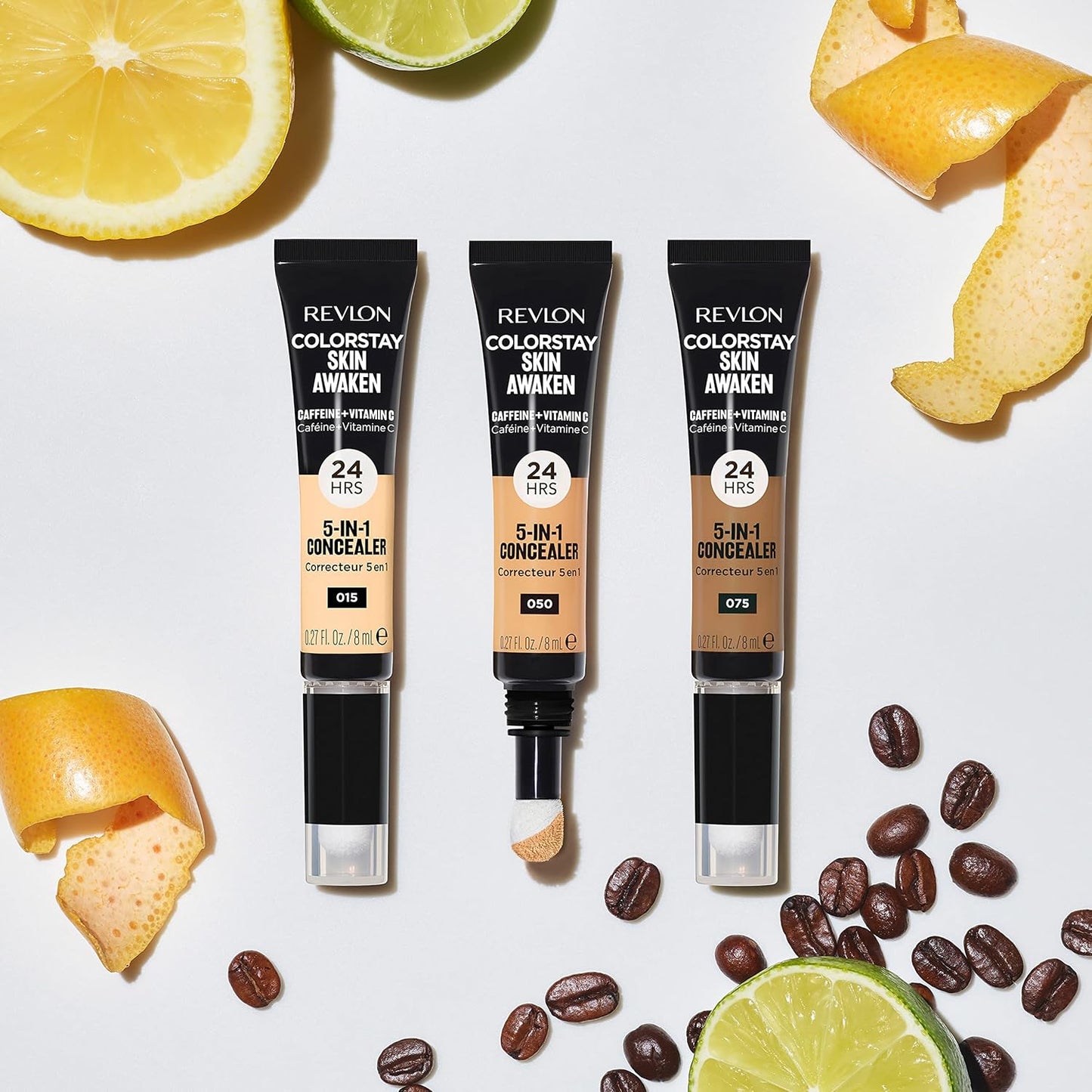 Revlon ColorStay Skin Awaken 5-in-1 Concealer, Lightweight, Creamy Longlasting Face Makeup with Caffeine & Vitamin C, For Imperfections, Dark Circles & Redness, 002 Universal Brightener, 0.27 fl oz
