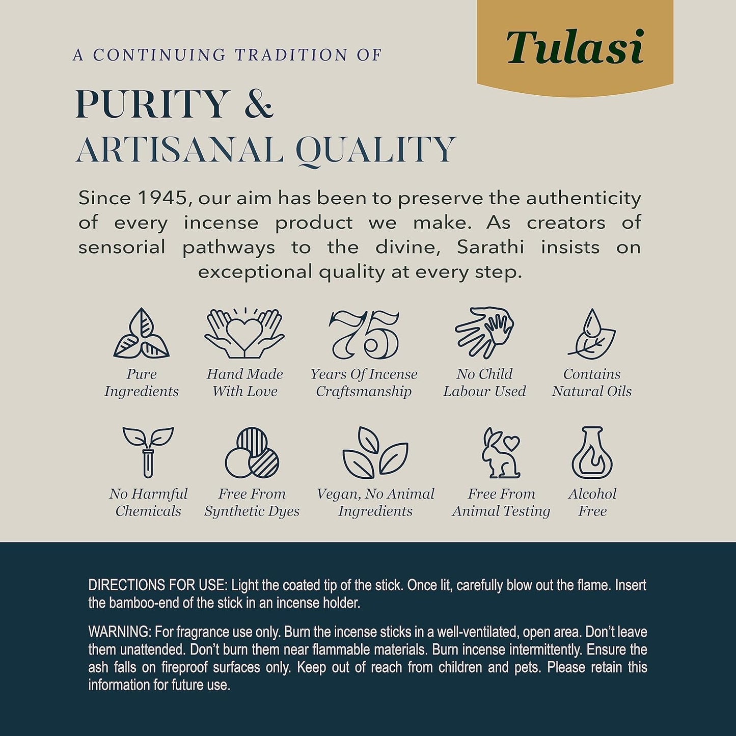 Tulasi Palo Santo Smudge Incense Sticks Pack – 48 Natural Smudge Sticks (6 Boxes x 8) | Long Burning (55 Min) | Aromatherapy, Spiritual Cleansing, Meditation, Mood Lifting, Air Purifying Incense