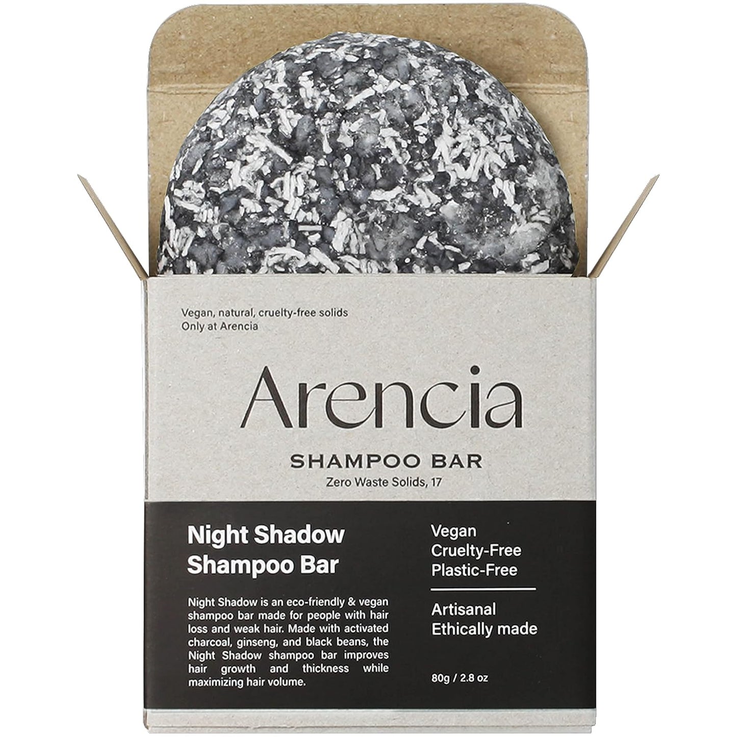 Night Shadow Biotin Shampoo Bar for Regrowth & Hair loss, Darkening, Gray Hair | Strengthening & Volumizing | Normal to Oily Hair | Vegan, Natural, pH balanced, Sulfate free