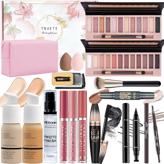 Makeup Set, Makeup Set Kit for Women Girls Teen Full Kit, Multipurpose Makeup Set, Professional & Beginner Makeup Kit Include Foundation, Face Primer, Eyeshadow Palette, Cosmetic Bag