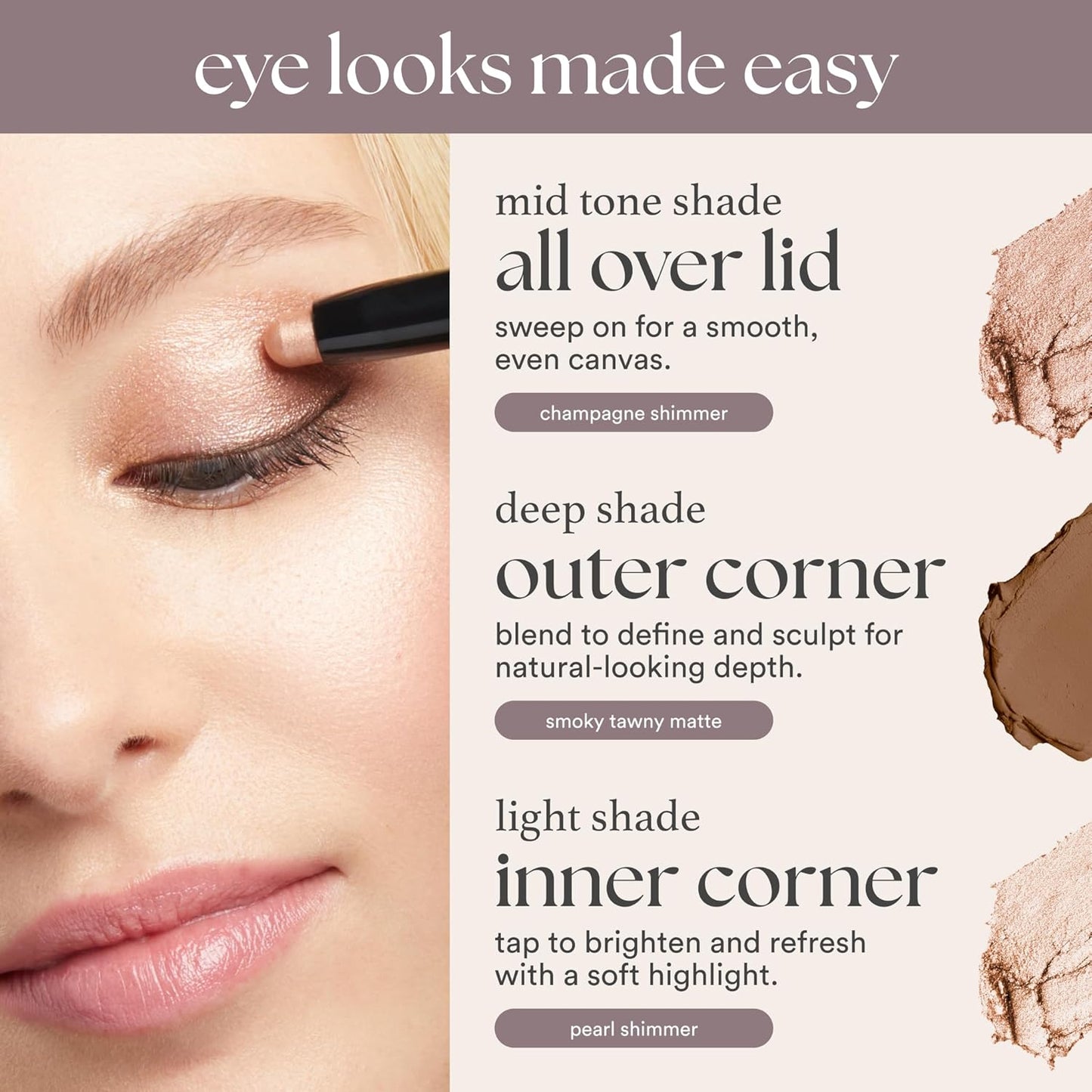 Julep Eyeshadow 101 Cream-to-Powder Waterproof Shadow Stick – Smoky Amethyst Shimmer – Long-Lasting, Crease-Proof, Rich Purple Shimmer Cream Eyeshadow with Built-in Smudger