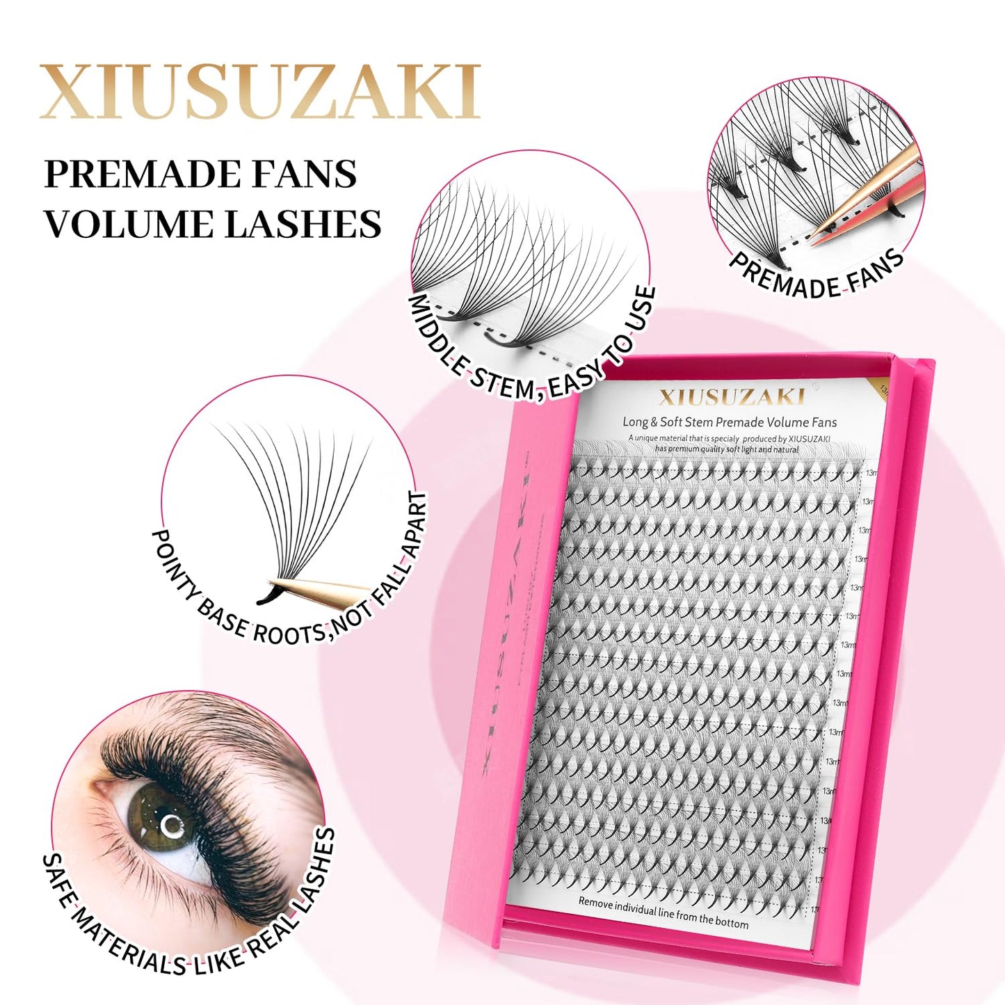Premade Fans Eyelash Extensions 10D Volume Lash Extensions 0.07 Thickness Eyelash Extension D Curl Premade Lash Fans 11mm Fluffy Soft Handmade Lash Fan(10D-0.07-D,11mm)