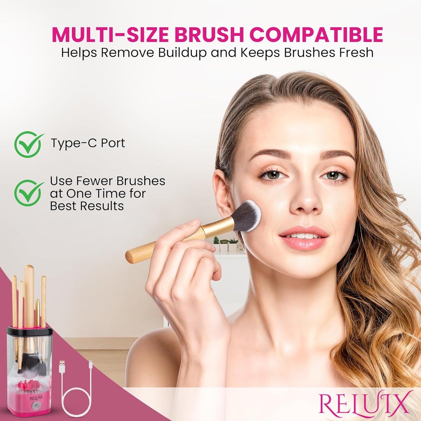 Makeup Brush Cleaner Machine – Electric Makeup Brush Cleaner Cleanser and Dryer, Automatic Spinning Brush Washer for Deep Cleaning, Cosmetic Brush Cleaner for Beauty Blender & Makeup Sponge