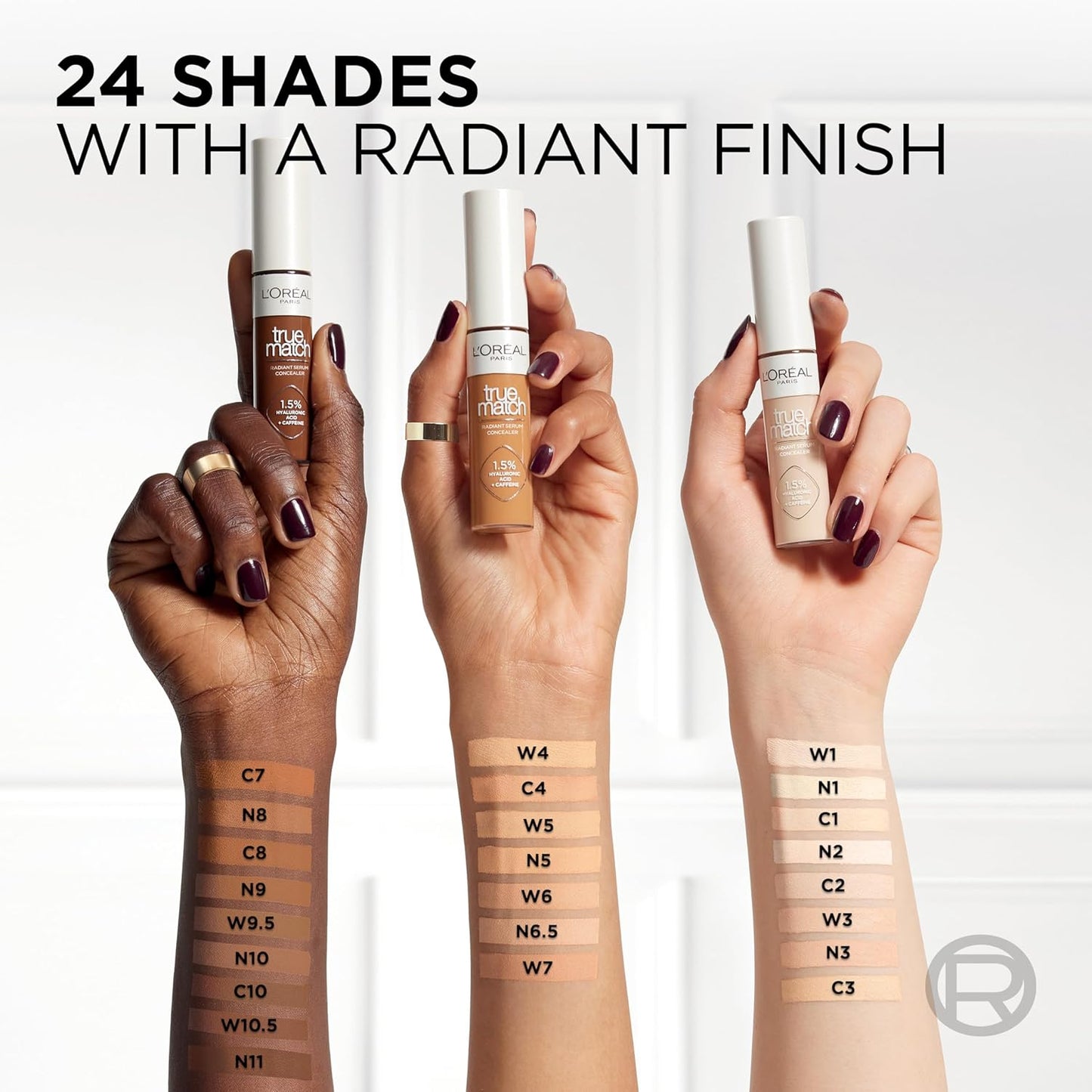 L’Oréal Paris True Match Radiant Serum Concealer, Brightening Under Eye Concealer Make Up with 1.5% Hyaluronic Acid and Caffeine, C2, 0.33 Oz