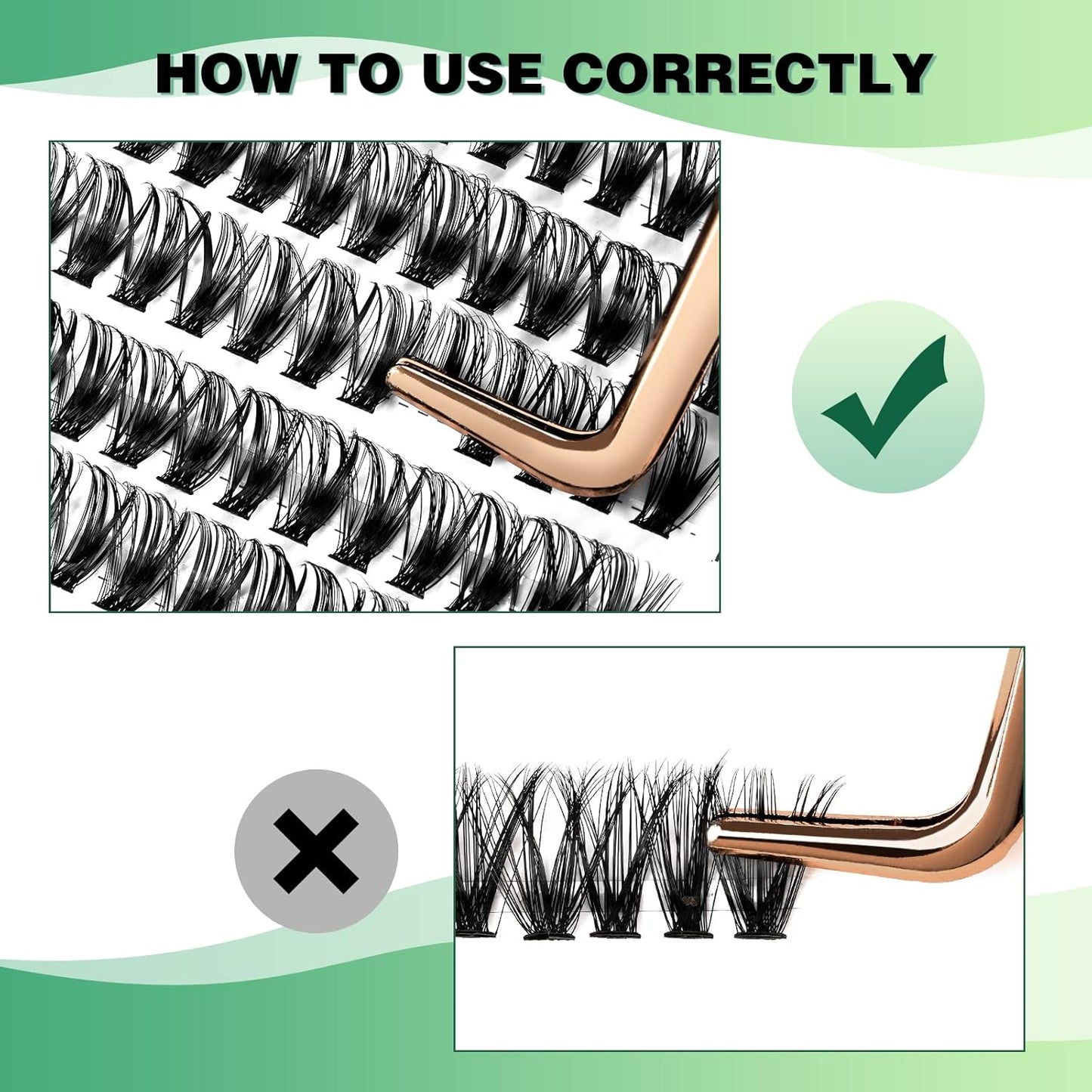 Lash Clusters 300pcs Individual Lashes 40D 0.07D Curl 16mm DIY Eyelash Extension KEYYOU Large Tray Volume Soft&Natural Cluster Lashes(40D-0.07D,16）