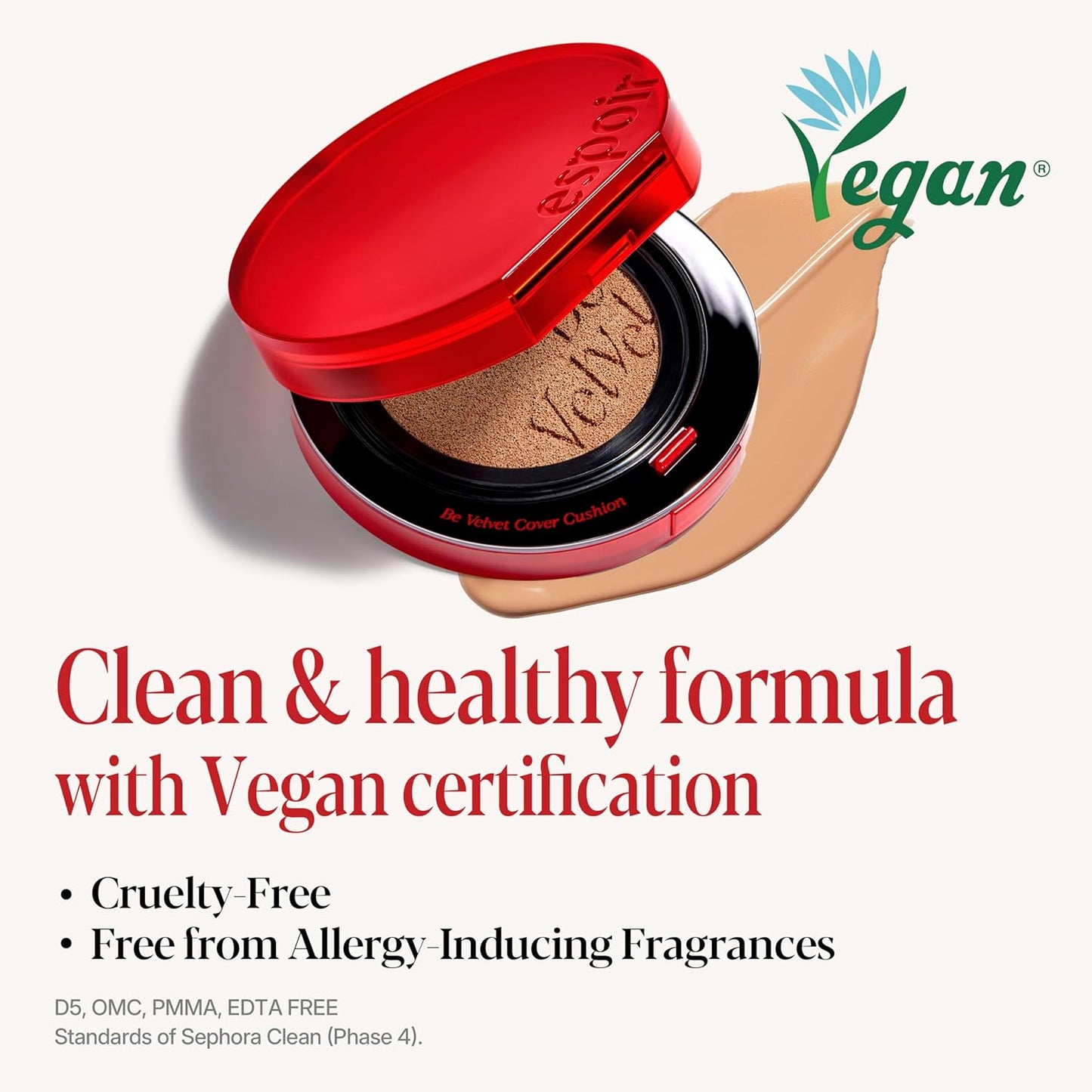 espoir [NEW] Be Velvet Cushion Foundation | Quick and Easy Coverage with Long-lasting Color by Zero Oxidation (#28.5 Ginger Olive, 0.46 Ounce (Pack of 1))