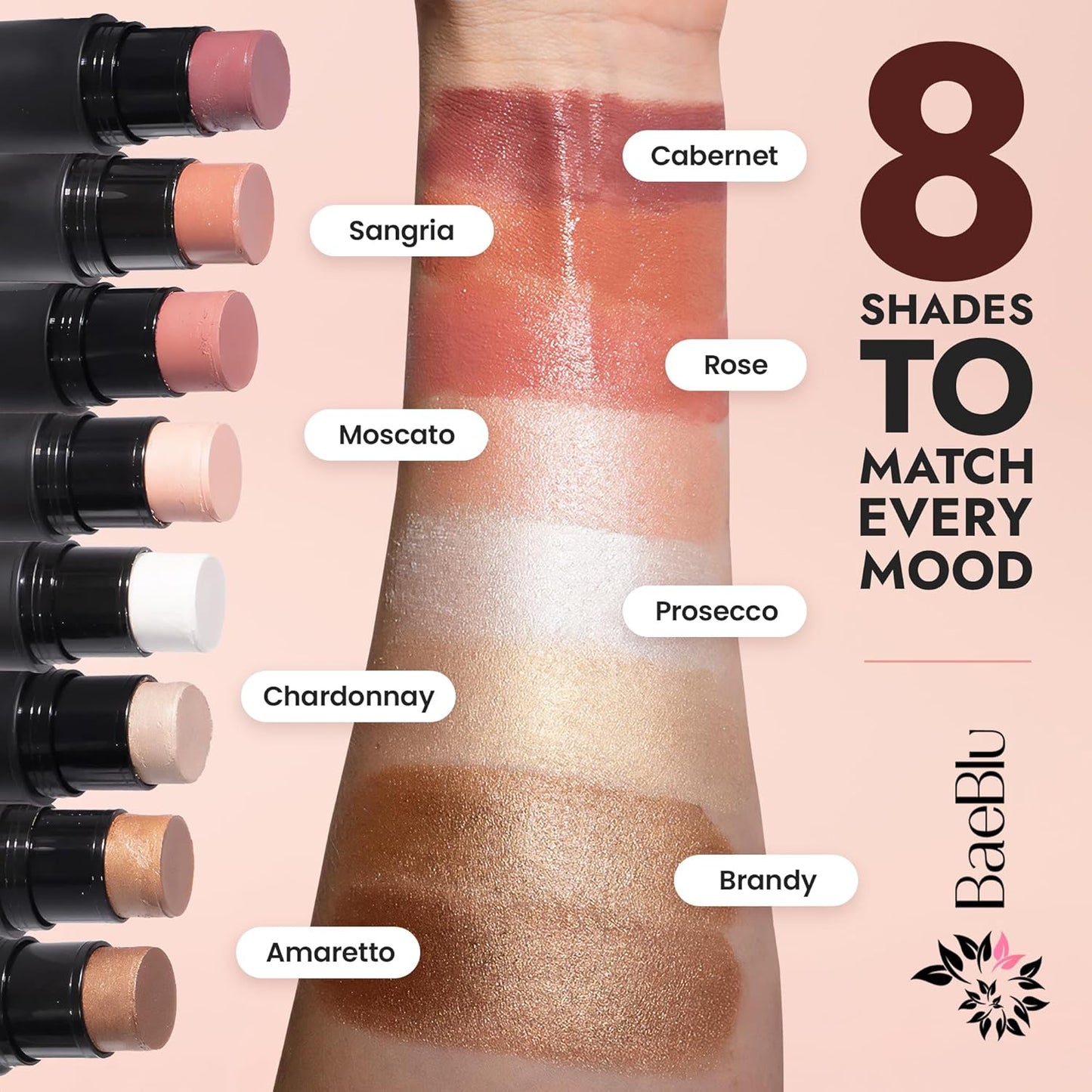 Organic Blush Tube, Cabernet - 100% Natural Vegan Cream Blush Sticks, Multi-Use Bronzer, & Highlighter for Lips, Cheeks & Eyes, Buildable Shimmer, Gluten-Free, Paraben-Free, Made in USA