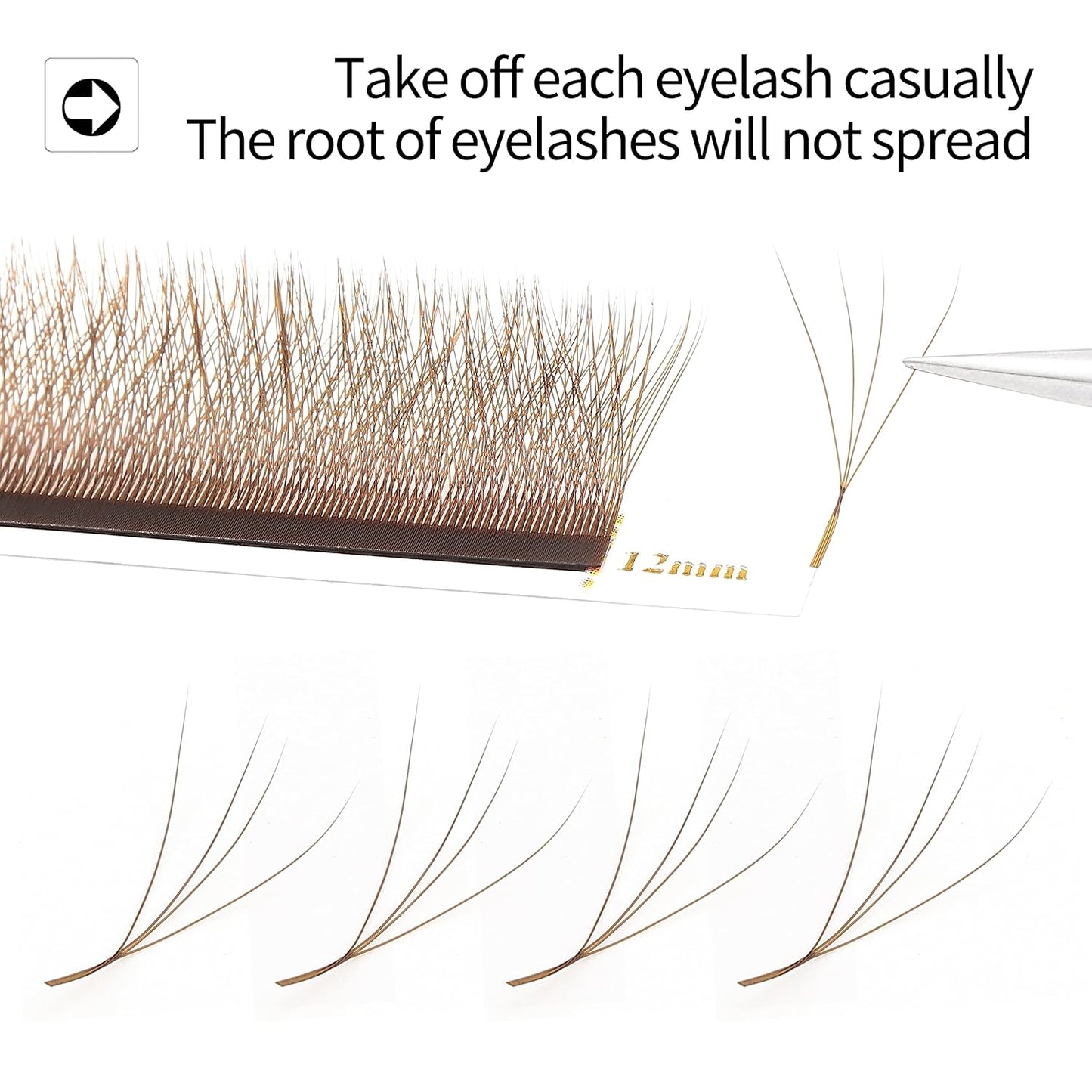 Lash Extensions Brown 4D W Eyelash Extensions W Shape 0.07mm Thickness C Curl 13mm Premade Fans Lashes Colored Lash Extension Volume Lashes Individual Lashes(W-Brown-4D-0.07-C,13mm)