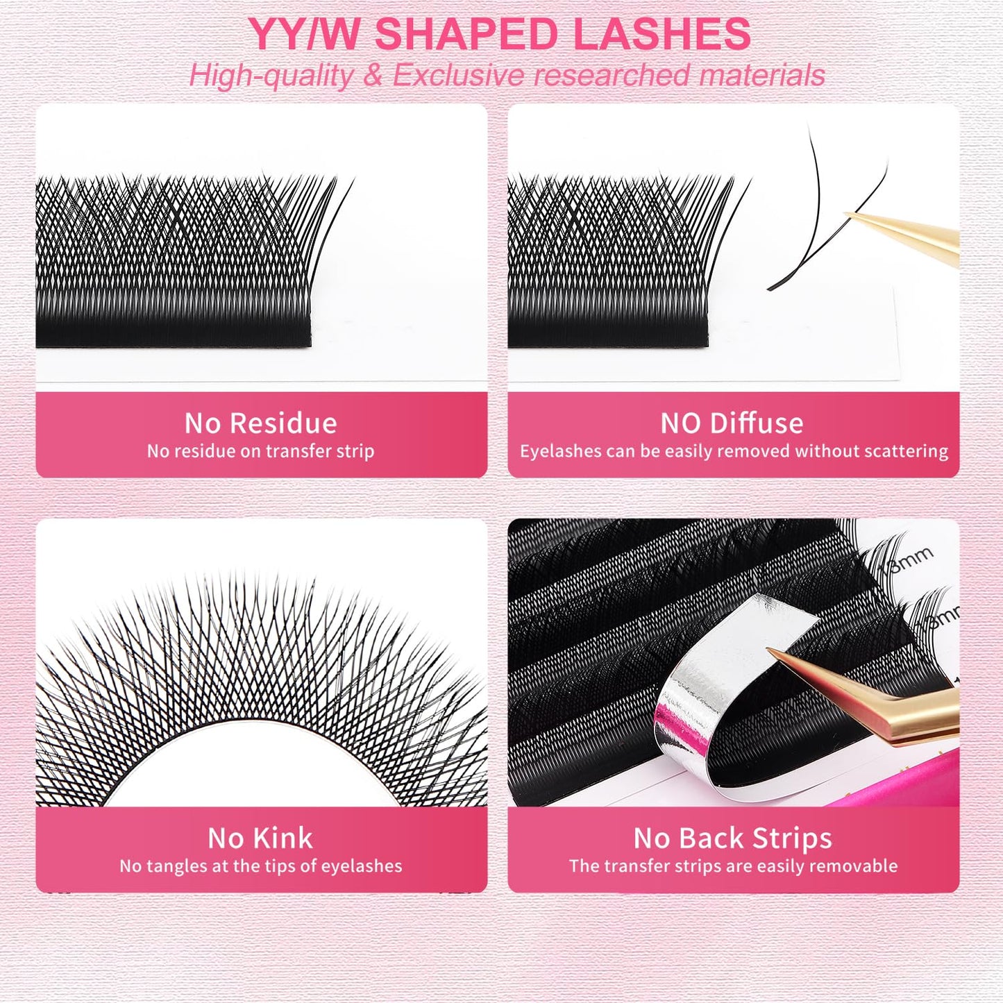 YY Lash Extensions Y Eyelash Extensions 0.05mm Thickness C Curl Mix 8-15mm Premade Fans 4D Individual Lashes Matte Black Volume Lashes 12 Rows Crisscross False Eyelashes(YY-0.05-C,8-15mm)