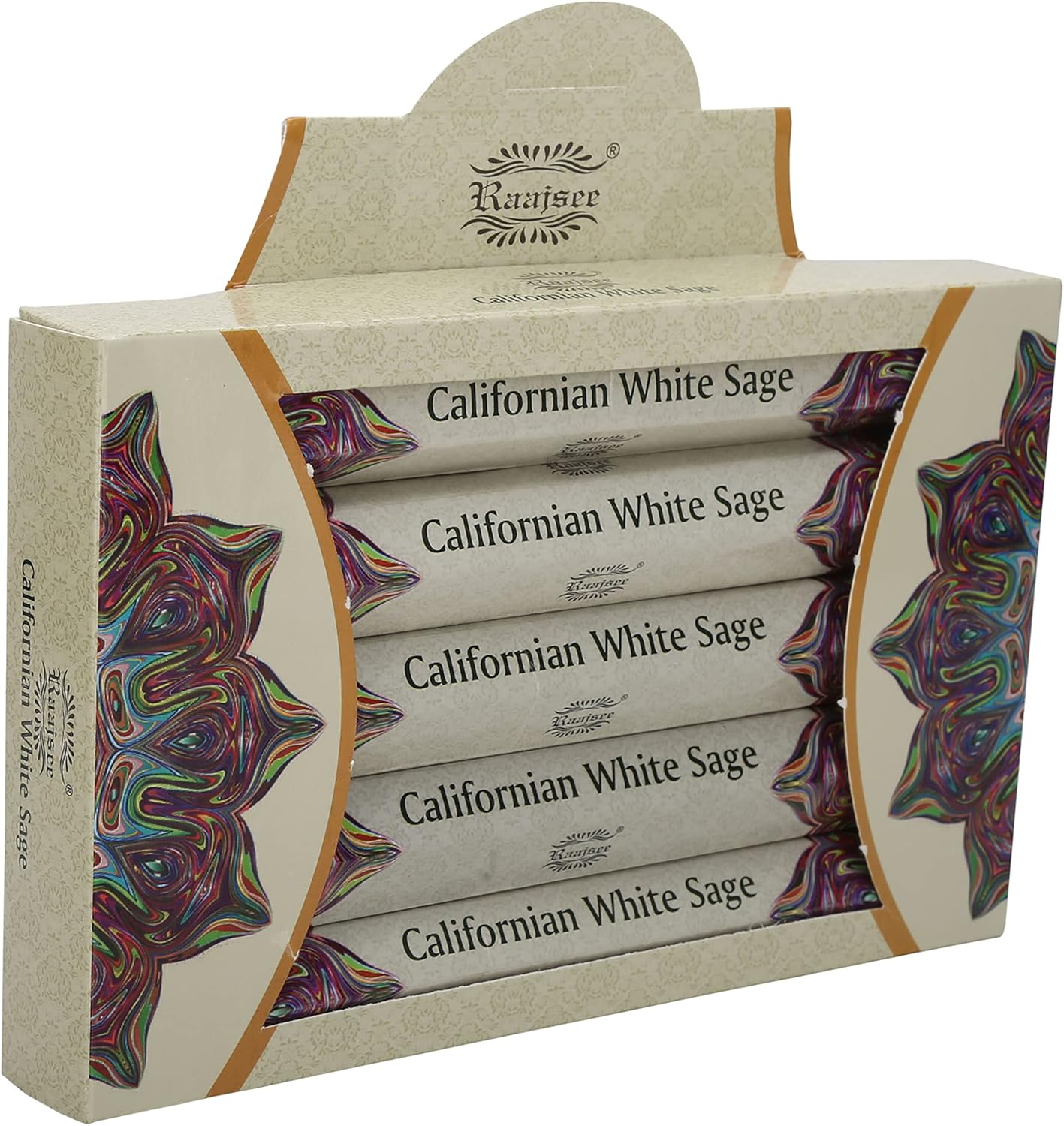 Raajsee White Sage Incense Sticks 15 Sticks x 5 Pack -100% Pure insense Organic Natural- Hand Rolled Free from Chemicals -insent Perfect for Church Aromatherapy, Stress Relief, Meditation (CALIFORNIAN