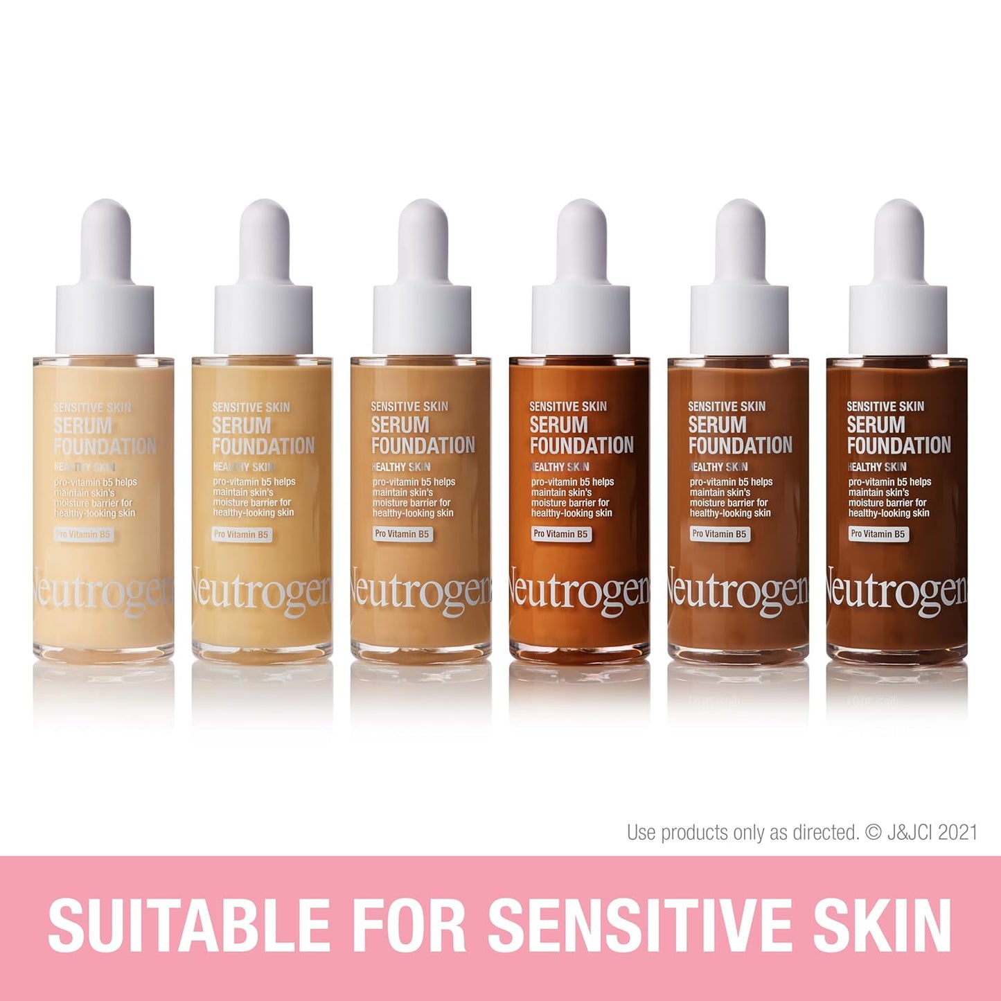 Neutrogena Healthy Skin Sensitive Skin Serum Foundation with Pro-Vitamin B5, Color Correcting & Pore Minimizing Liquid Foundation & Face Serum, Buildable Coverage, Light/Medium 02, 1 oz