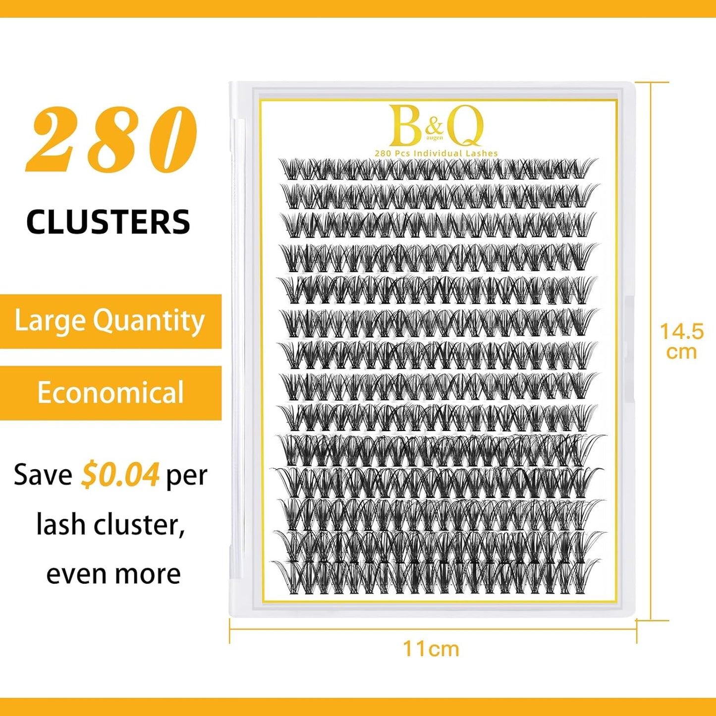 B&Q Lash Clusters 280PCS Eyelash Clusters, 40D D 9-16MIX Individual Lash Comfortable Eyelash Extension, Classic Look Pestañas Postizas (40D-D-9-16)