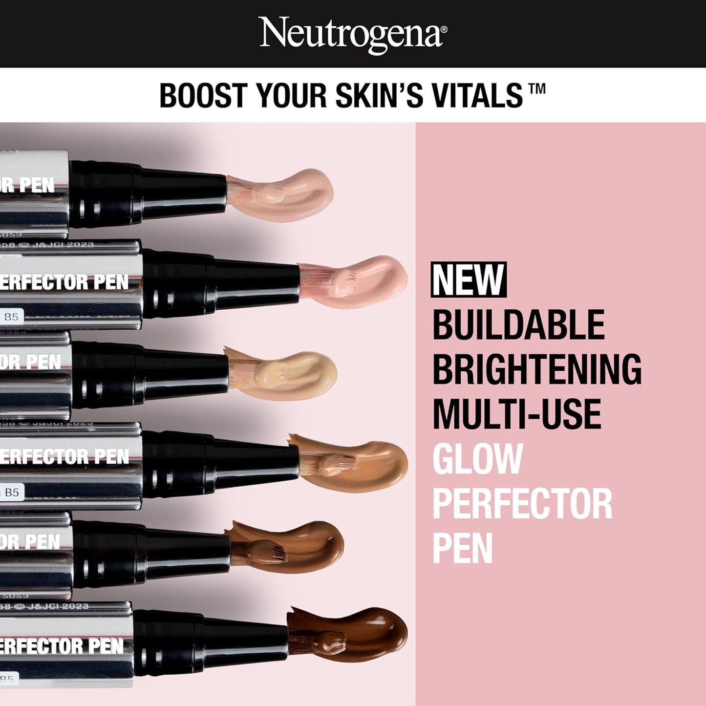 Neutrogena Healthy Skin Glow Perfector Pen, Lightweight Brightening Concealer Pen with Pro-Vitamin B5 & Vitamin E to Brighten Darkness & Dullness for a Natural, Radiant Highlight, Medium, 1 oz