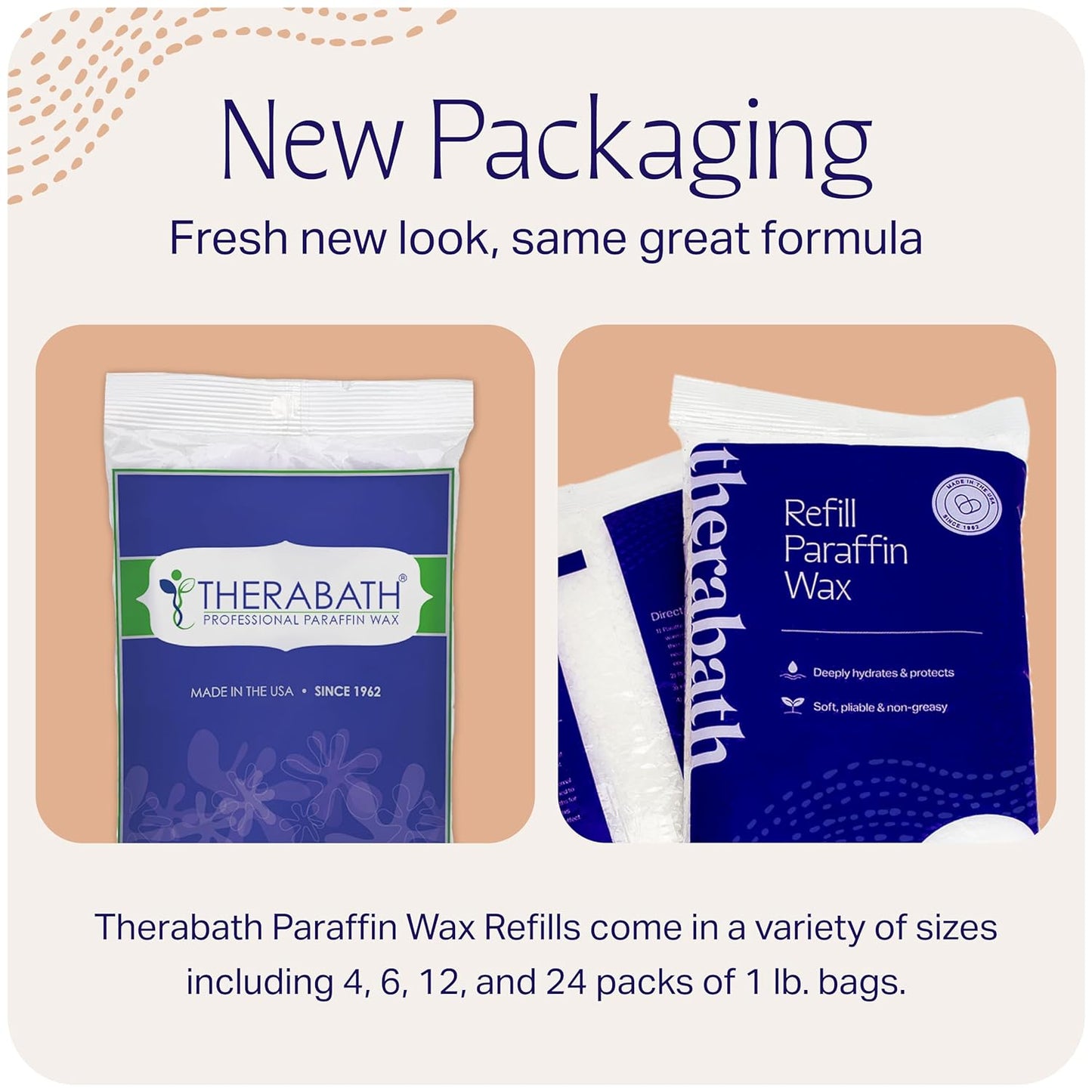 Therabath Paraffin Wax Refill - Thermotherapy - Use to Relieve Arthritis Discomfort, Stiff Muscles, & Dry Skin - For Hands, Feet, Body - Deeply Hydrates & Protects - Made in USA, 6 lb. PeachE