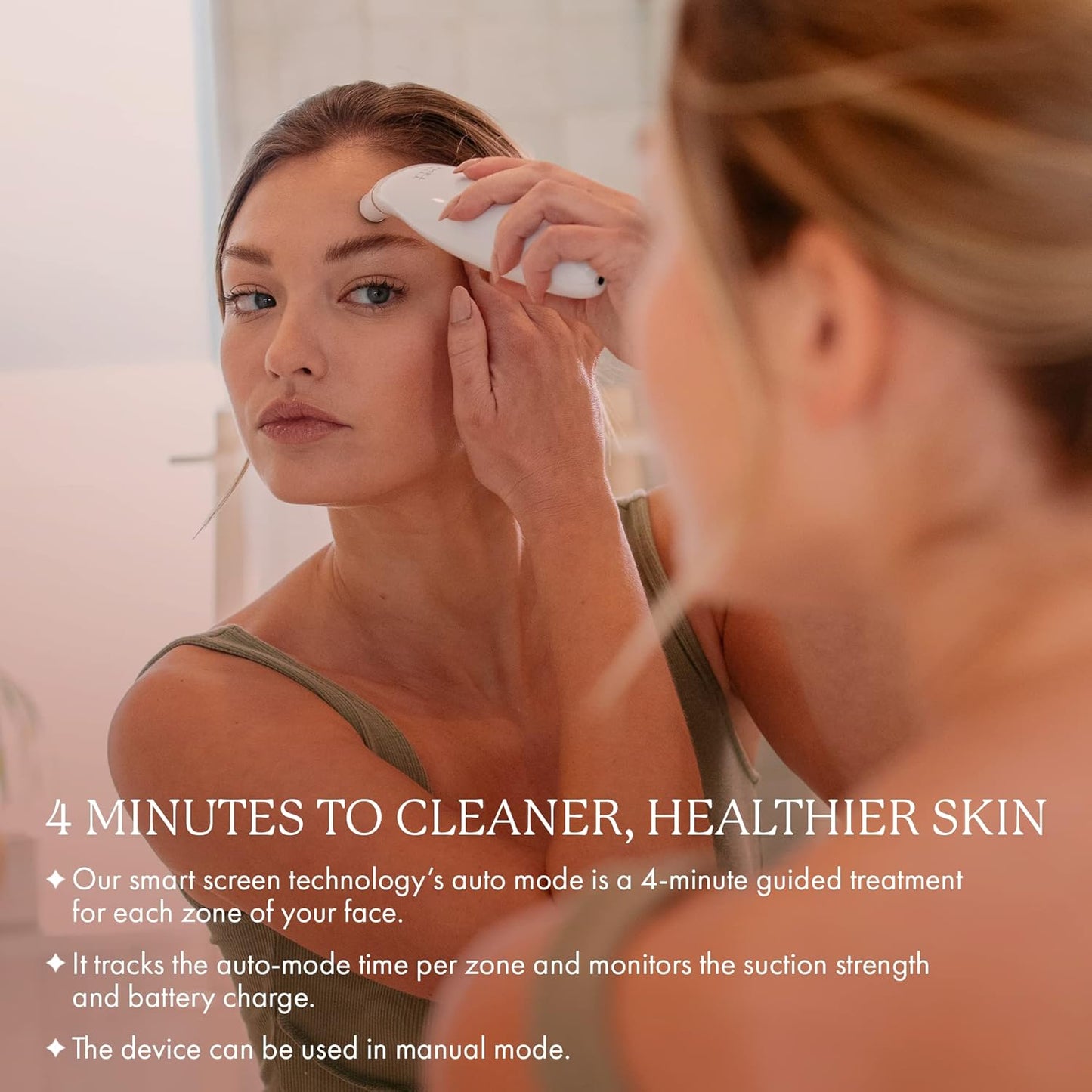 Exfora Facial Microdermabrasion Wand by Vanity Planet - Acne Treatment Reduce Wrinkles & Fine Lines - 4 Interchangeable Heads & Dual Charging Mode - Exfoliating Facial Cleanser for All Skin Types