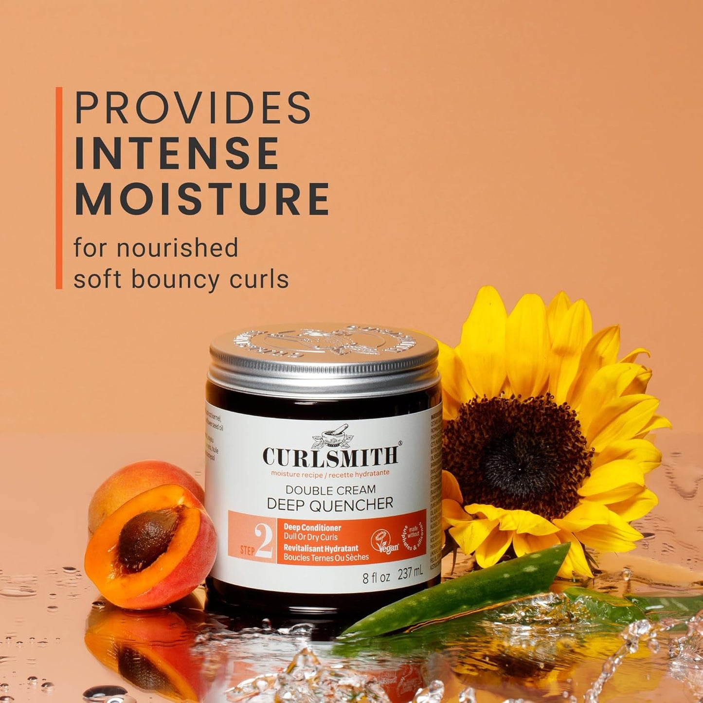 CURLSMITH Double Cream Deep Quencher - Deep Conditioning Mask for Curls, Hydrating and Detangling, For All Curl Types, Vegan & Cruelty Free (8 oz)