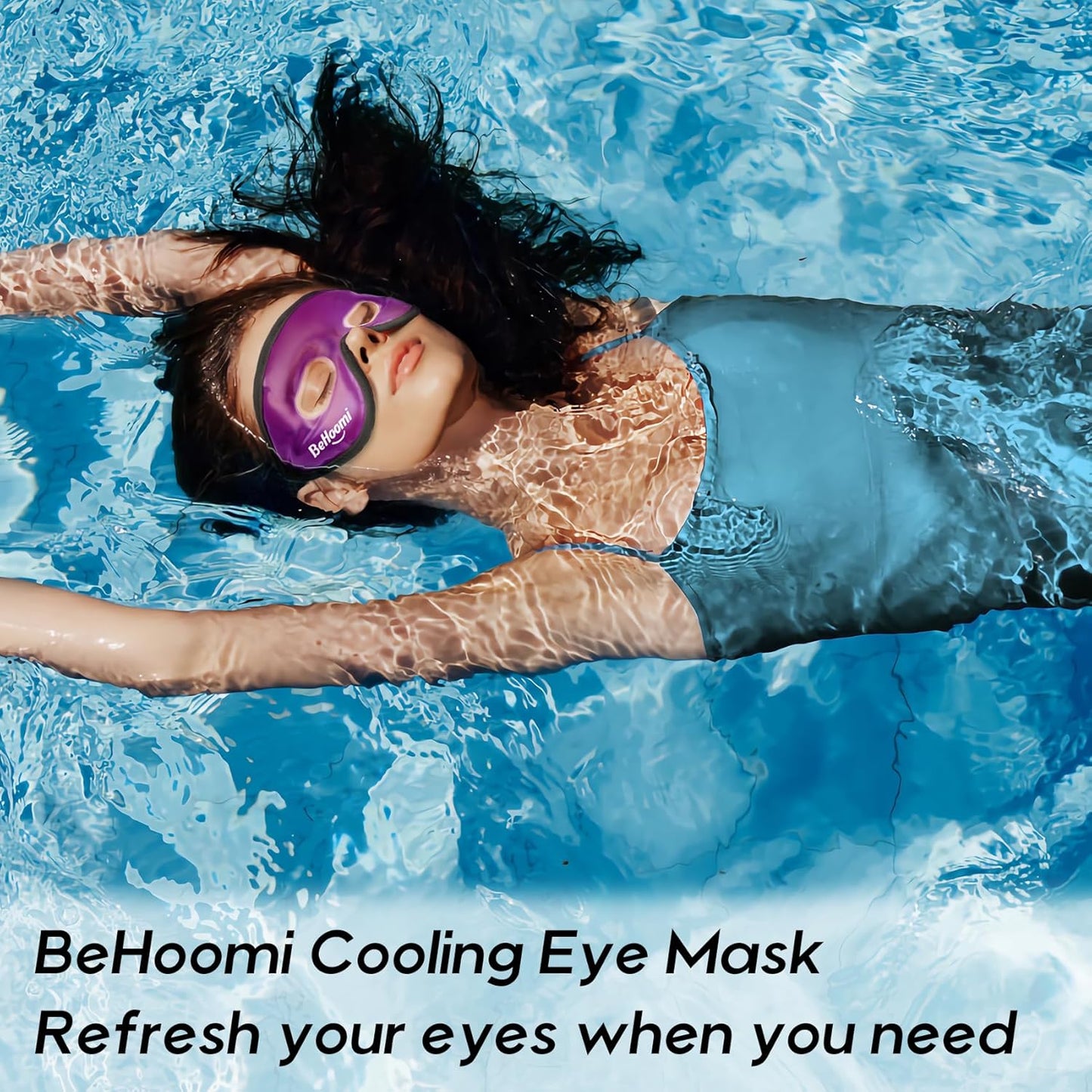 Cooling Eye Mask, Gel Eye Mask with Holes, Reusable Ice Mask, Cool Eye Ice Pack, Comfort Snug Fit, No Freeze, Cold Eye Compress for Home, Office, Relaxation, Morning Refreshment, Purple