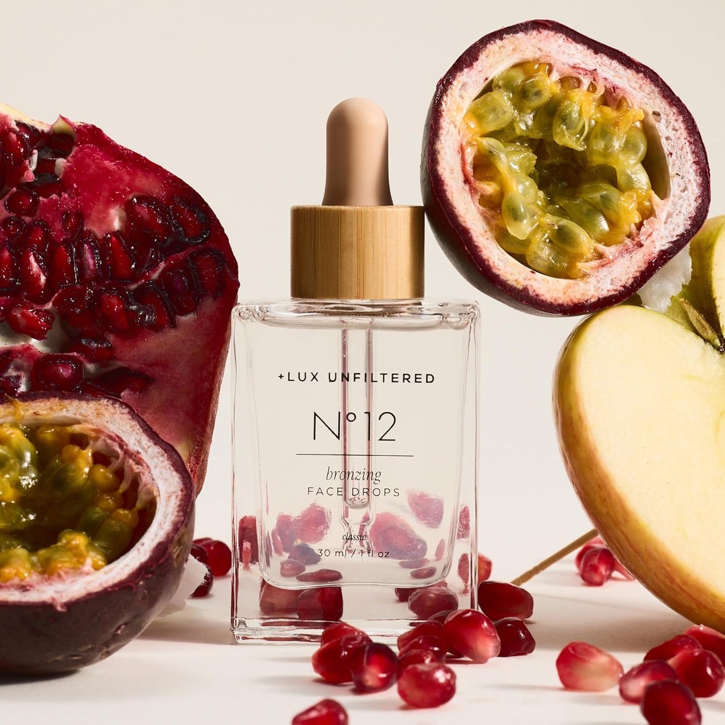 '+ Lux Unfiltered N°12 Face Tanning Drops - Non-Comedogenic Bronzing Drops for Face with Hyaluronic Acid, Vitamin E, & Passionfruit Oil - Fragrance Free, Cruelty Free, & Vegan Self Tanner