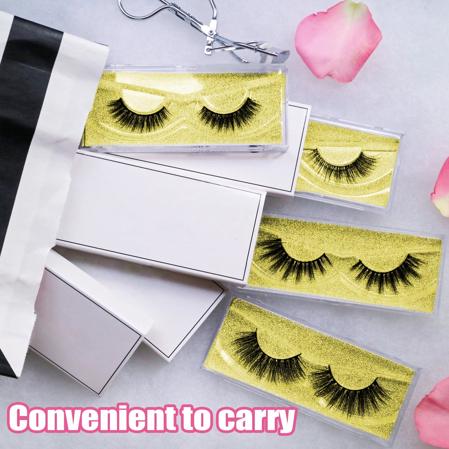 Rocutus Empty Lash Boxes for False Eyelashes - 30 Pack Lash Cases, Customizable Eyelash Packaging, Bulk Lash Storage Containers, Lash Box Packaging, Premium Display & Protection (Yellow)
