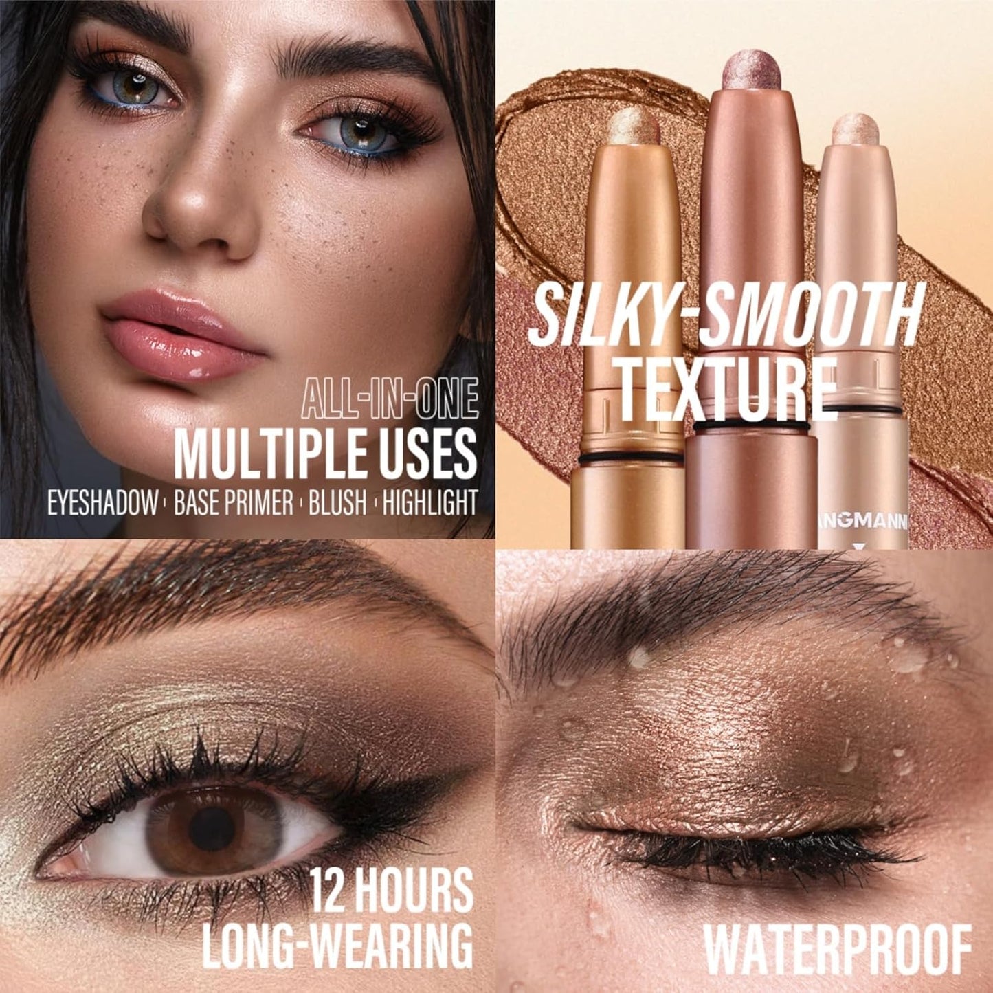 Jolilab Eyeshadow Stick Set, 6 Colors Matte Professional Bright-Colored Contouring and Highlight Stick, Cream Waterproof Long Lasting High Pigmented Eye Shadow. (6, Set A)