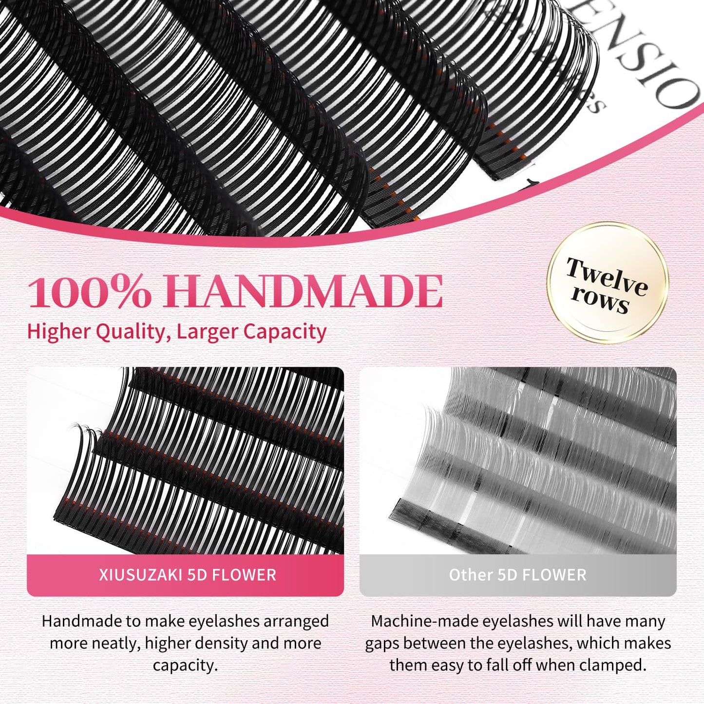 5D Flower Lash Extensions Spikes Lashes 0.07 Matte Black C Curl Lashes 9mm Volume Eyelash Extension Lash Trays Professional Use(5D Flower,0.07-C,9mm)