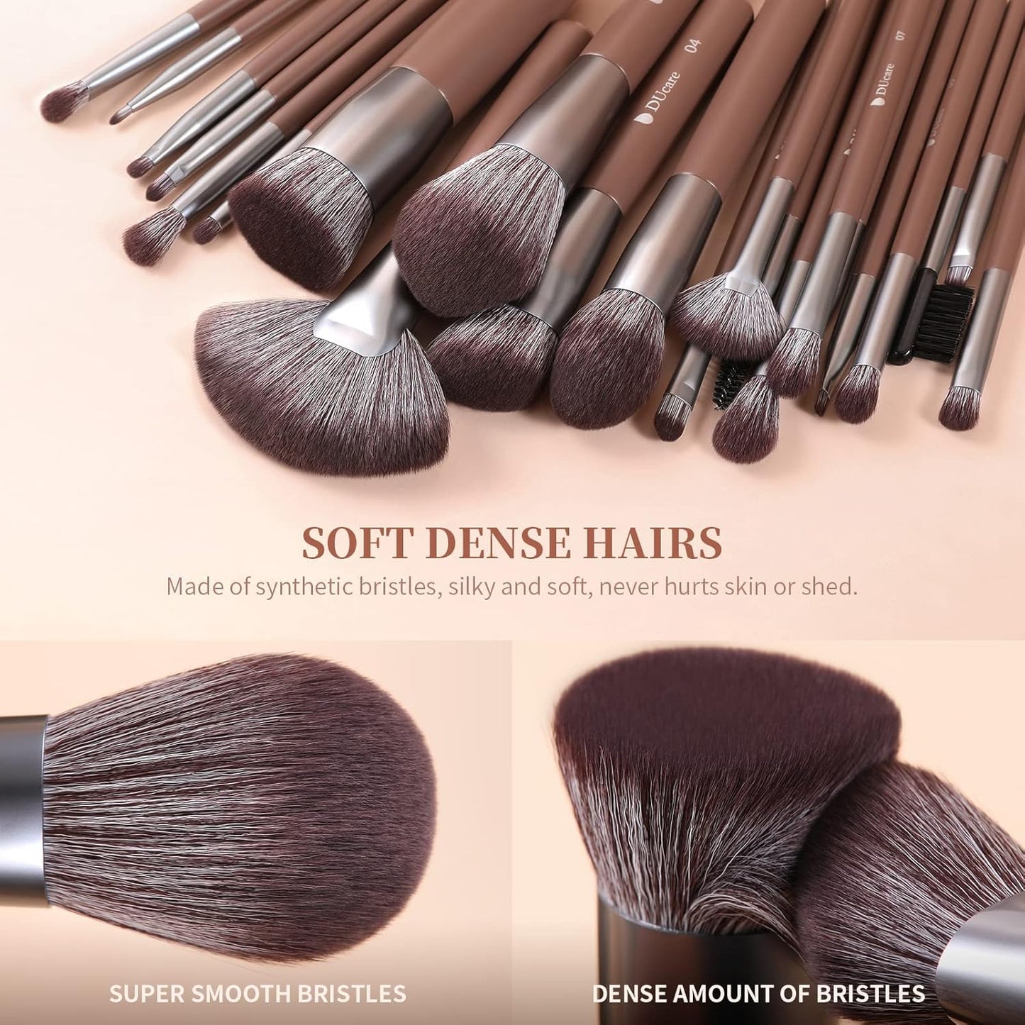 DUcare Makeup Brushes Professional with Bag 22Pcs Makeup Brush Set Premium Synthetic Kabuki Foundation Blending Brush Face Powder Blush Concealers Eye Shadows with Case