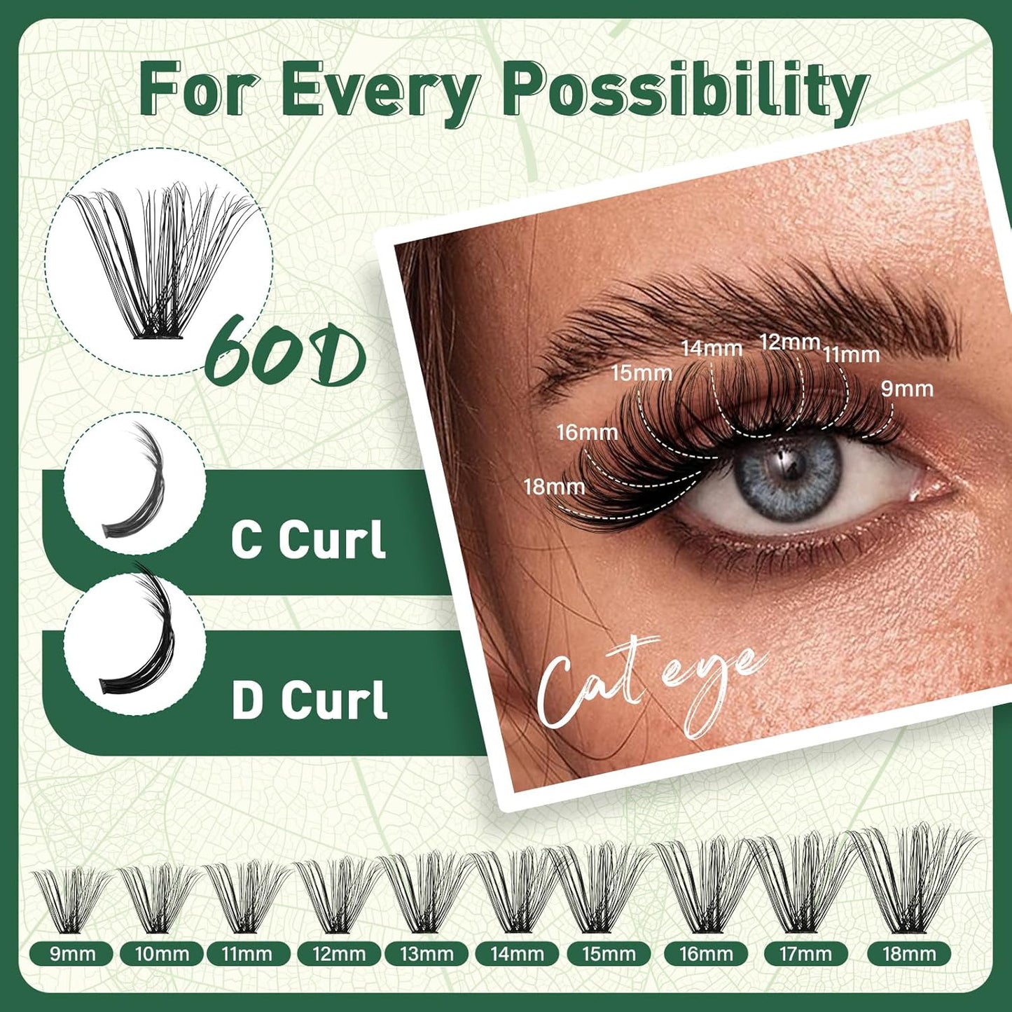 Lash Clusters 280Pcs Eyelash Clusters KEYYOU 60D C Curl 9-18MIX Clusters Lashes Thick Super Soft Wispy DIY Eyelash Extension at Home(60D-C,9-18MIX)