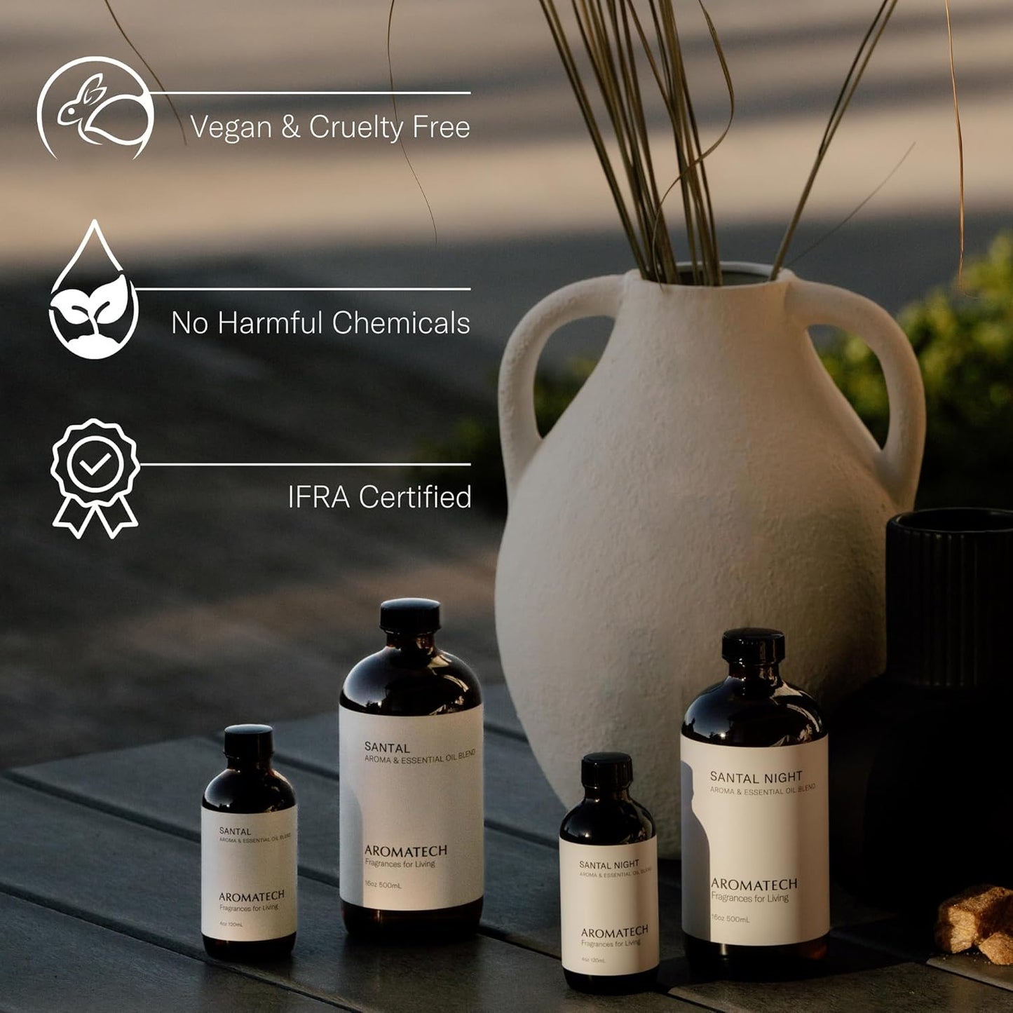 AromaTech Santal Aroma Essential Oil Blend: Luxury Hotel Inspired Aromatherapy with Amber, Vanilla, Cedar & Sandalwood for Ultrasonic Diffusers & Nebulizers - 2 fl oz, 60 mL