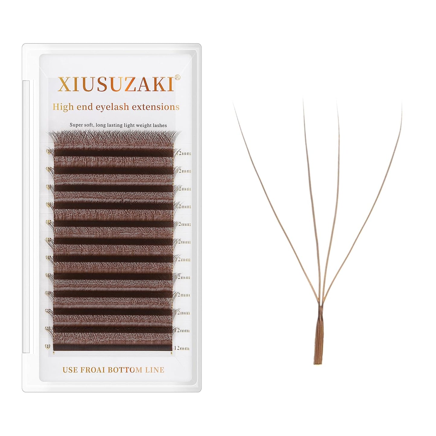 Lash Extensions Brown 4D W Eyelash Extensions W Shape 0.07mm Thickness D Curl 12mm Premade Fans Lashes Colored Lash Extension Volume Lashes Individual Lashes(W-Brown-4D-0.07-D,12mm)