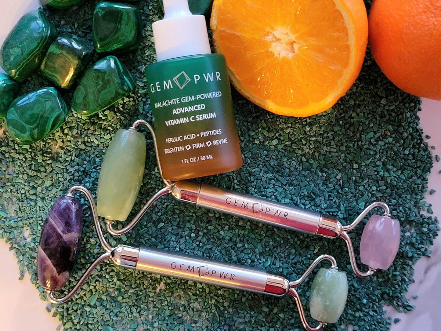Amethyst + Jade Roller for Face and Neck Massage, Dual Gemstones with Durable Steel Handle and Travel Bag. Minimize Wrinkles, Reduce Puffiness and Restore Skin's Elasticity and Radiance