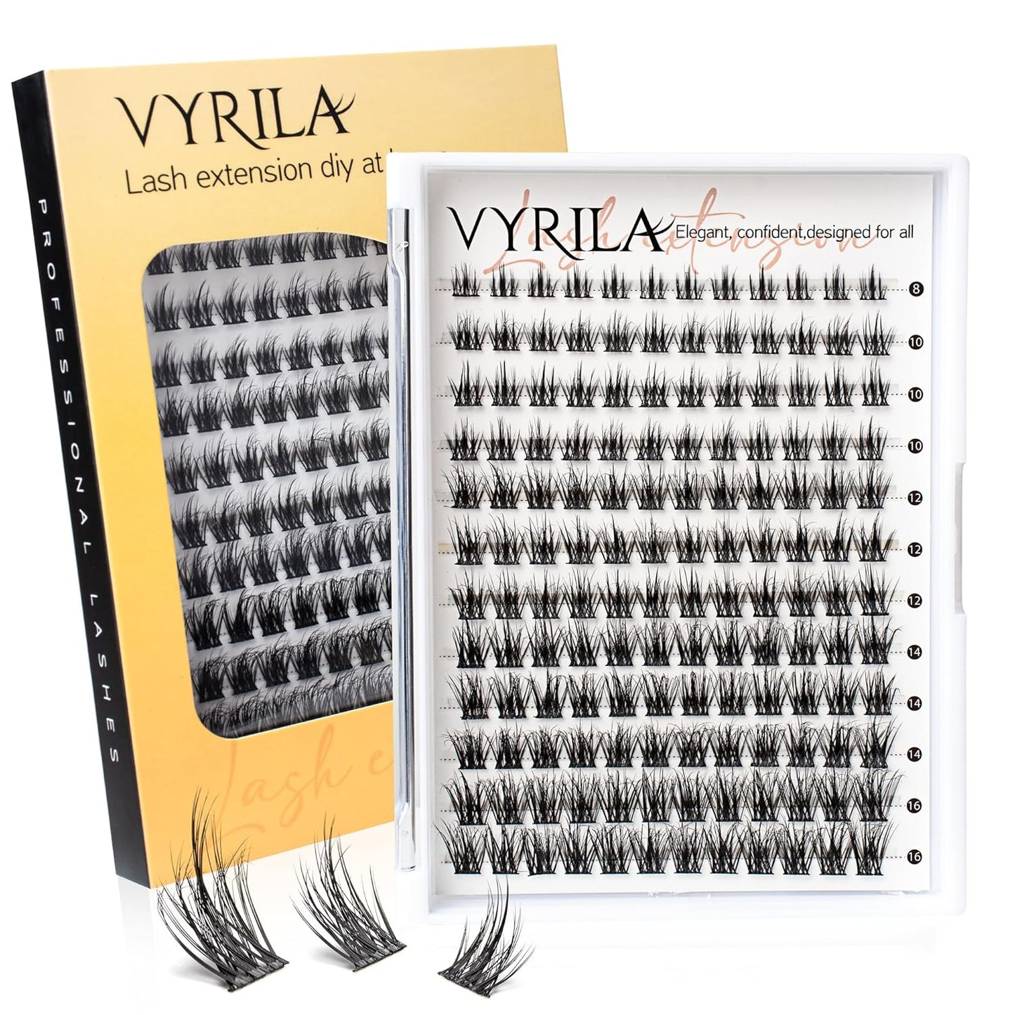 Lash Clusters 8-16mm, False Eyelashes 144pcs, Cluster Eyelash Extensions Matte Black Soft, Diy Lash Extensions D Curl Natural Lash Clusters Faux Mink Lashes Wispy（Blaze,144pcs,0.07,D,8-16MIX)
