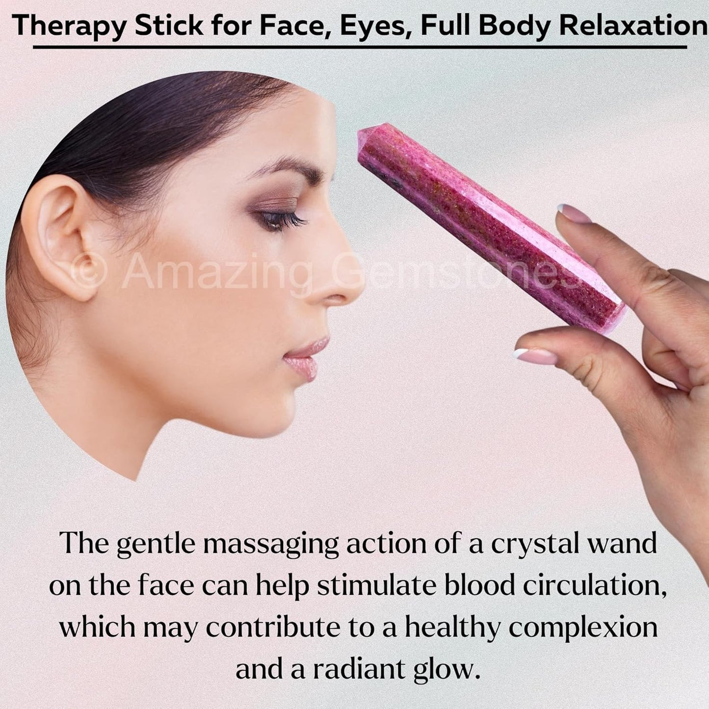 Amazing Gemstone Rhodonite Crystal Wand Massage Stick - Pelvic Wand Gua Sha for Adults - Crystals and Healing Stones Massage Wands for Adults Gifts (Pointed)