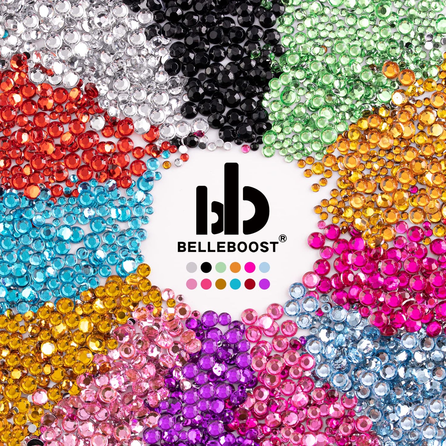 Two Packs of Flatback Rhinestones 4520 Pcs Colorful Nail Art Rhinestones Flatback Crystal Colorful+Transparent White Rhinestone with Picker Pencil and Tweezer for Nail Art and Decoration