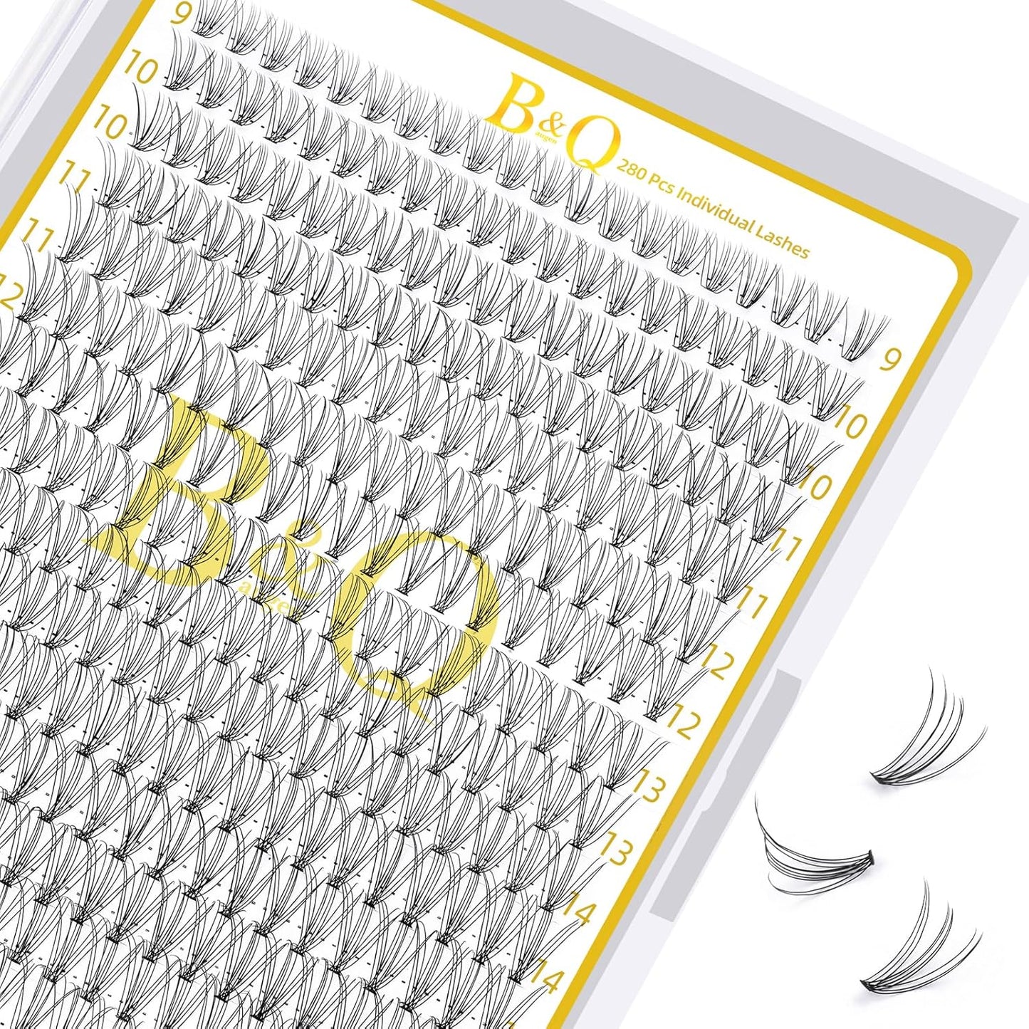 B&Qaugen Individual Lashes 280 Cluster Lashes Clusters Eyelash Clusters 10D 20D DIY Eyelash Extension Lash Clusters Extensions C D Curl Cluster Eyelash Extensions（10D-D-9-16 mix）