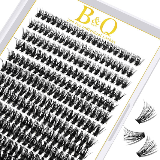 B&Qaugen Lash Clusters 50D-D-11mm Individual Lashes 280 Clusters False Eyelash 30D 40D 50D Lash Clusters Extensions Individual Lashes Cluster DIY Eyelash Extensions at Home (50D-D,11mm)