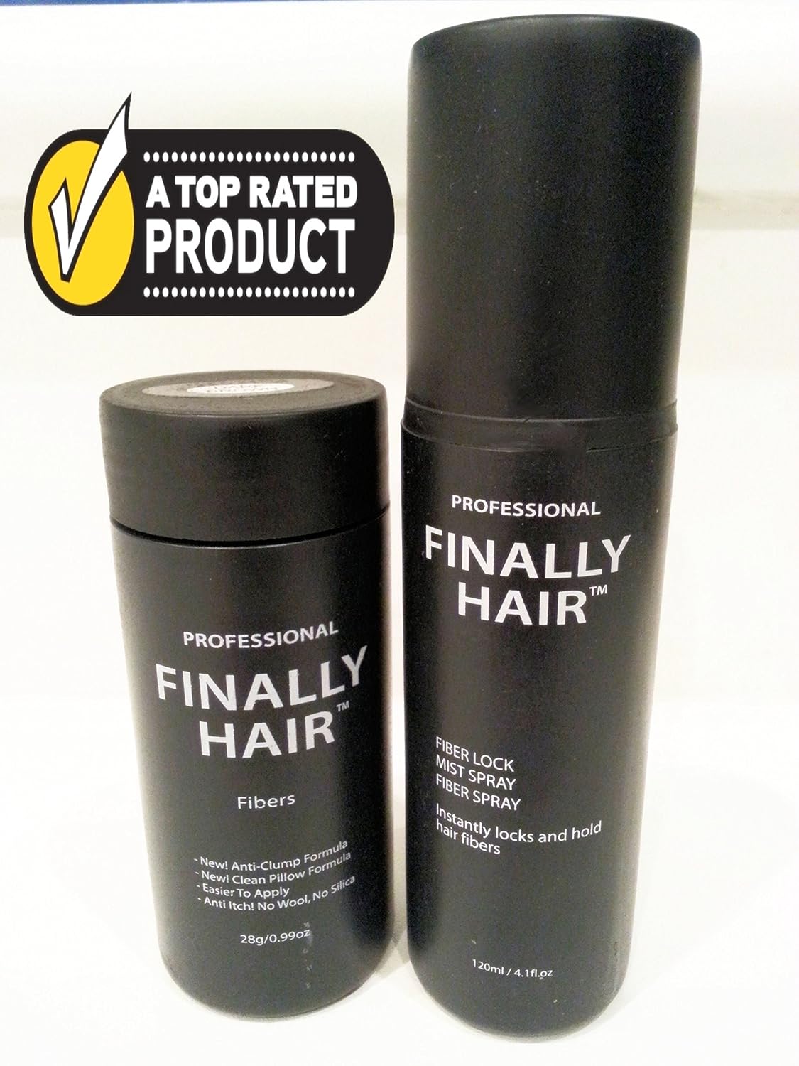 Hair Building Fibers - Golden Blond 28g Bottle of Fibers and Finally Hair 120ml 4.1 oz. Bottle of Fiber Lock Hair Spray - Finally Hair Thickening Fiber Hair Loss Concealer (Golden Blonde)
