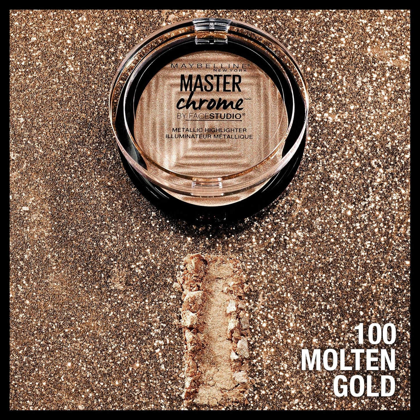 Maybelline Master Chrome Metallic Highlighter Powder, Molten Gold, 1 Count (Pack of 3)